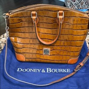 Dooney & Bourke Brown Croc Embossed Satchel